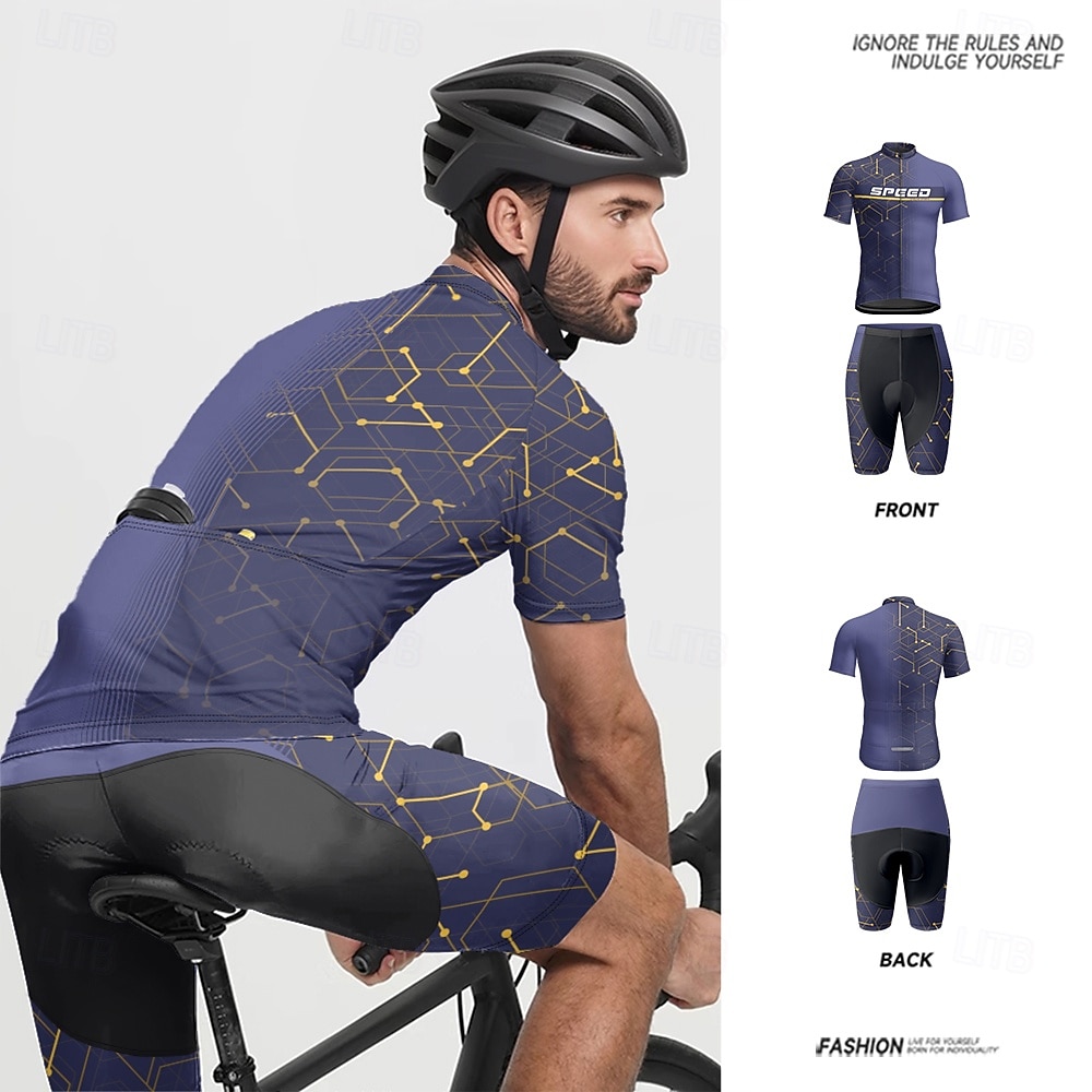 Miesten Pyöräily jersey ja shortsit Lyhythihainen Maastopyöräily Maantiepyöräily Laivaston sininen Pyörä Spandex Urheilu Kirjain ja numero Vaatetus 2025 - $47.99 –P2