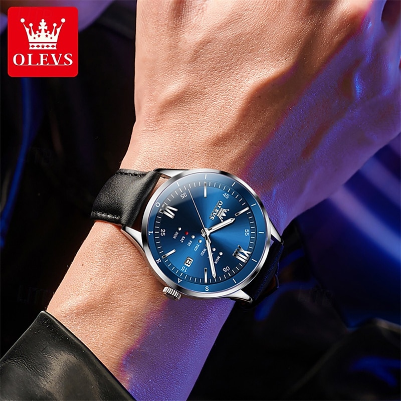 Новые бизнес-часы Olevs Brand для мужчин с светящимся календарем отображением недели модными трендами многофункциональными кварцевыми часами водонепроницаемые простые спортивные часы 2025 - $37.99 –P14