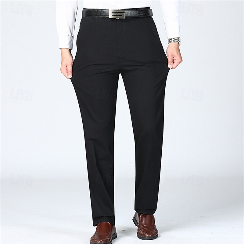 Herren Anzughosen Hose Hosen Chinesisch Chino Knopf Tasche Glatt Komfort Formal Party Arbeit Modisch Klassicher Stil Cachi scuro Hellkaki Mikro-elastisch 2025 - AU $33.49 –P17