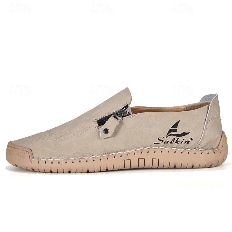 Men's White Slip-On Faux Leather Sneakers with Zipper and Durable Rubber Soles – Casual Everyday Shoes for Comfortable Wear 2025 - $42.99 –P1