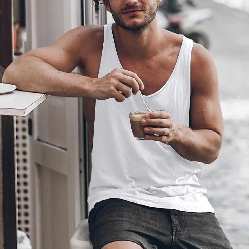 Per uomo Canotta Maglietta smanicata Canottiera Maglietta senza maniche Senza Maniche Girocollo Estate Tinta unica Semplice Casual Confortevole Vacanza Streetwear Quotidiano Nero Bianco Grigio del 2026 a $13.49 –P1