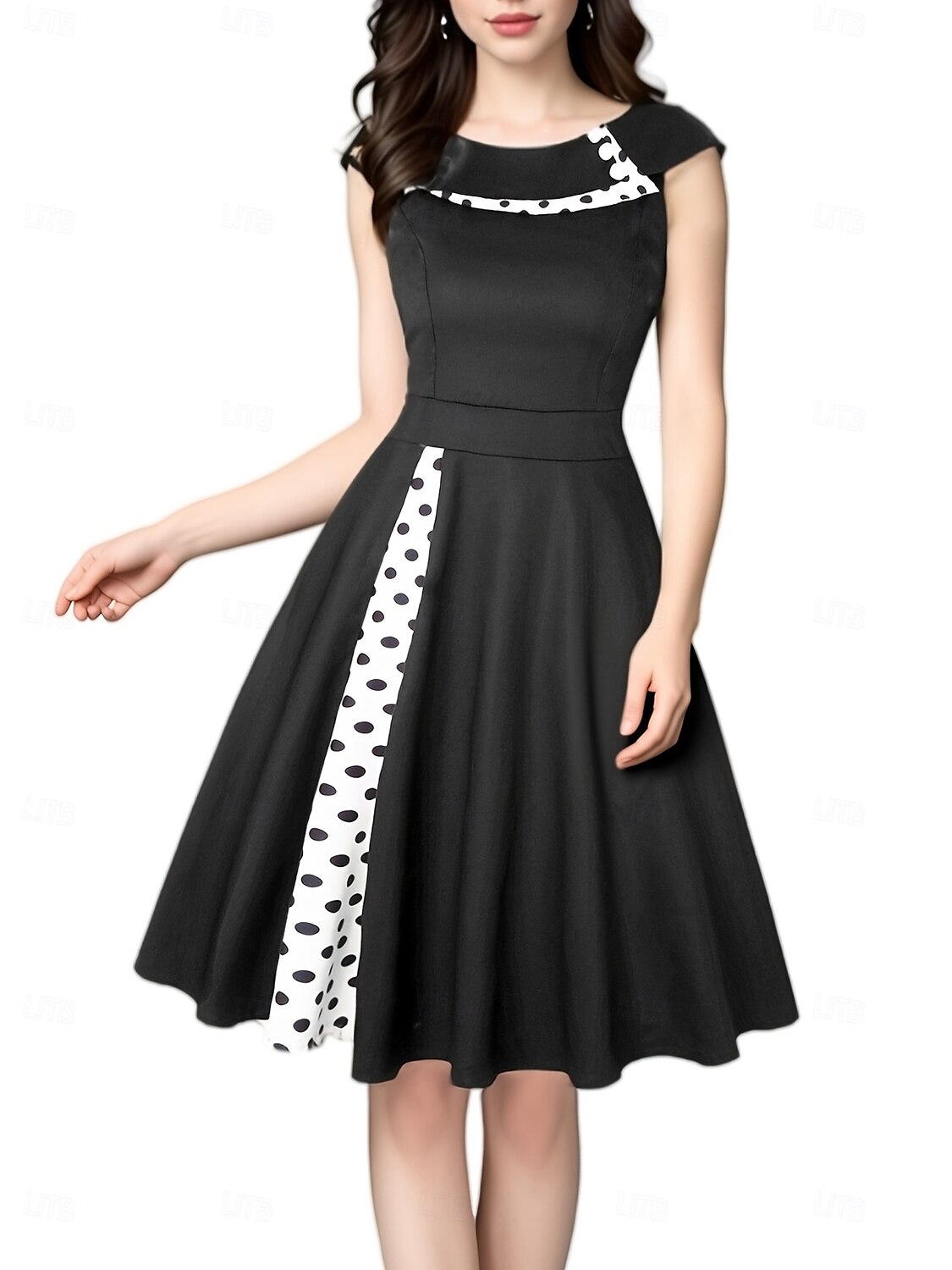 Mujer Vestido Midi Vestido vintage Elegante Ajuste regular Sin Mangas Cuello Barco Negro Rojo Azul Marino Verano Primavera 2025 - zł108.99 –P4