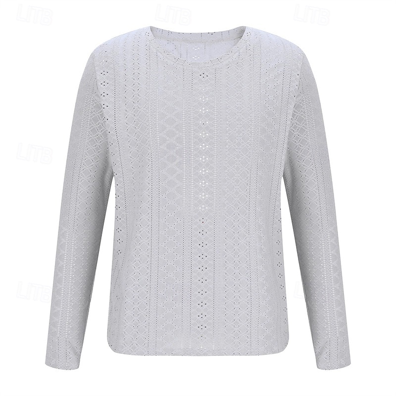 Herren T Shirt T-Shirt Langarmshirt Langarm V Ausschnitt Frühling Herbst Einfach Mode Designer Basic Jacquard Urlaub Straße Ausgehen Schwarz Weiß Blau Top T-Shirt für Herren 2025 - $19.99 –P3