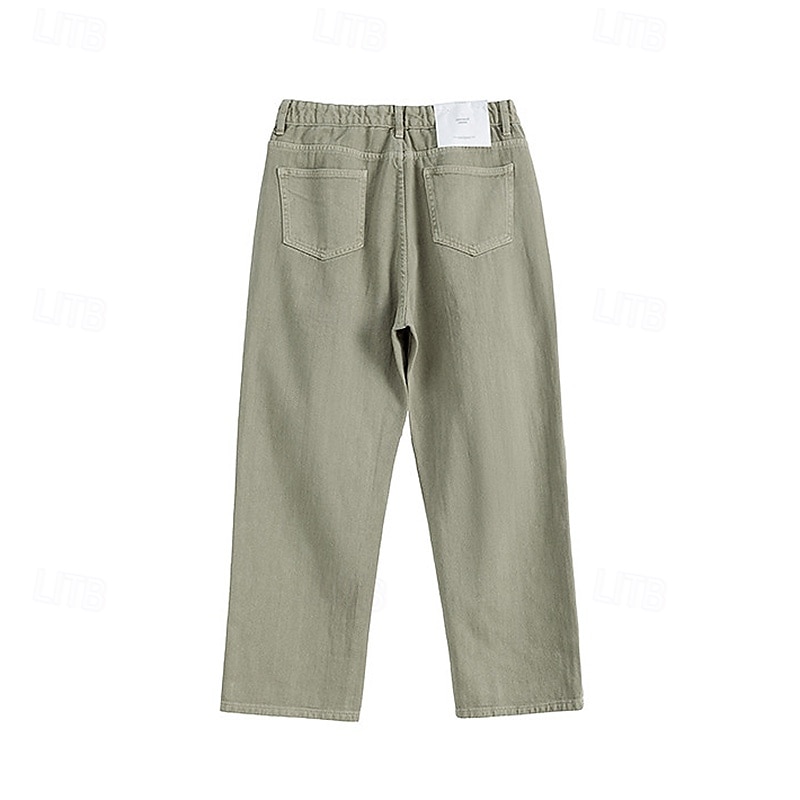 Homme Pantalon chino Boutons Avec Poches Jambe Droite Couleur Unie Longueur complète Extérieur Vacances Occasionnel Élégant Vacances Kaki clair Noir Micro-Élastique de 2025 ? $39.99 –P9