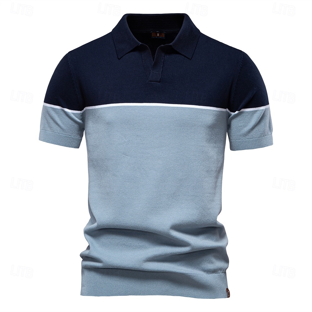 Voor heren Polo Gebreide polo Formeel Werk Meeuwenhalsband Korte mouw Kleurenblok Lapwerk Zomer Marineblauw Khaki Leger Groen Polo 2025 - $26.99 –P9