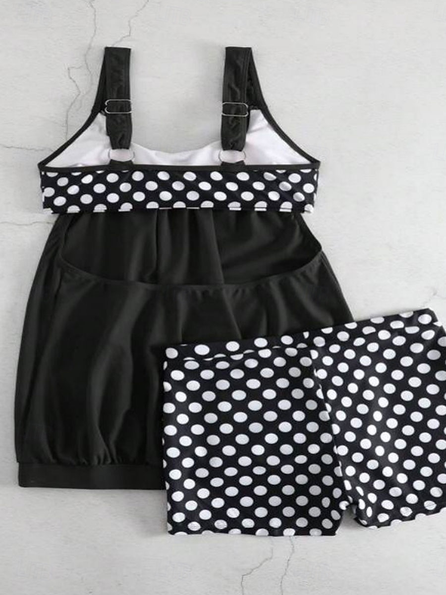 Women's Swimwear Bikini 2 Piece Boy Leg Swimsuit Backless Slim Vacation Beach Wear Polka Dot U Neck Sleeveless Bathing Suits 2025 - $23.99 –P8