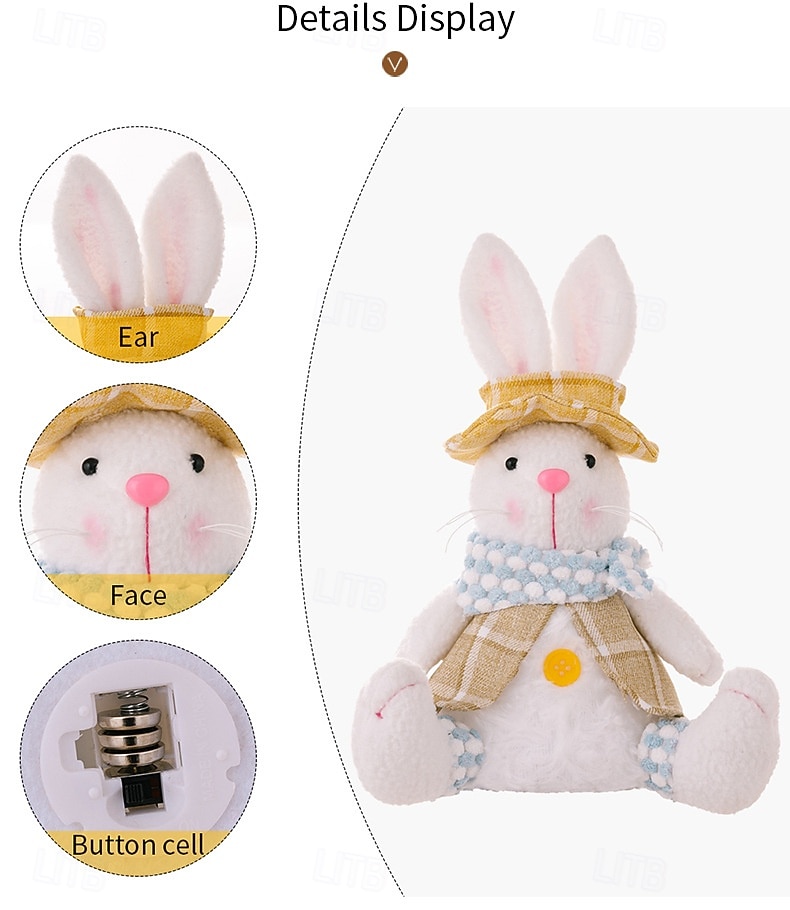 Confezione da 2 statuine di coniglietti luminosi creativi pasquali, decorazioni di coniglietti illuminati a forma di cartone animato per vetrine, decorazioni per l'atmosfera pasquale e regali per le del 2026 a $28.99 –P9