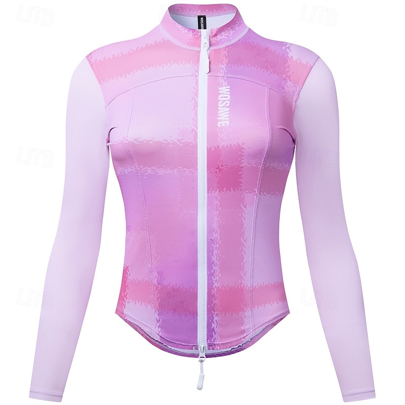 Dame Sykkeljakke Sykkeltrøyer Fargeblokk Langermet Sykkel Jersey Regnfrakke med 3 baklommer Fjellsykling Hurtigtørkende Pustende sport Hvit Rosa Klær 2025 - $61.99 –P15