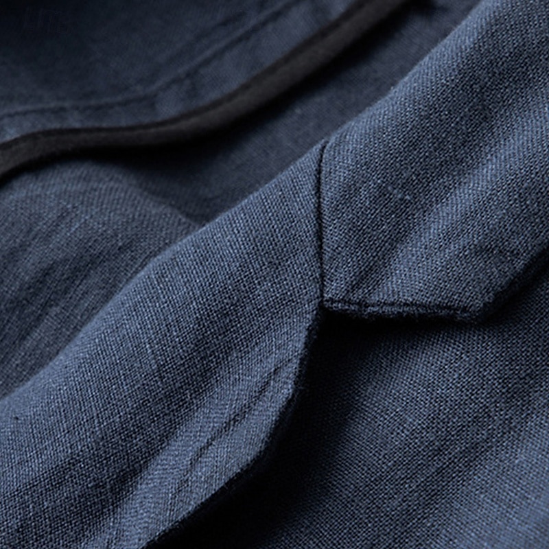 Men's 100% Linen Blazer Blazer Business Cocktail Party Wedding Party Fashion Casual Spring Autumn / Fall 100% Linen Plain Buttons Pocket Comfortable Single Breasted Blazer White Navy Blue khaki Gray 2025 - $102.99 –P6