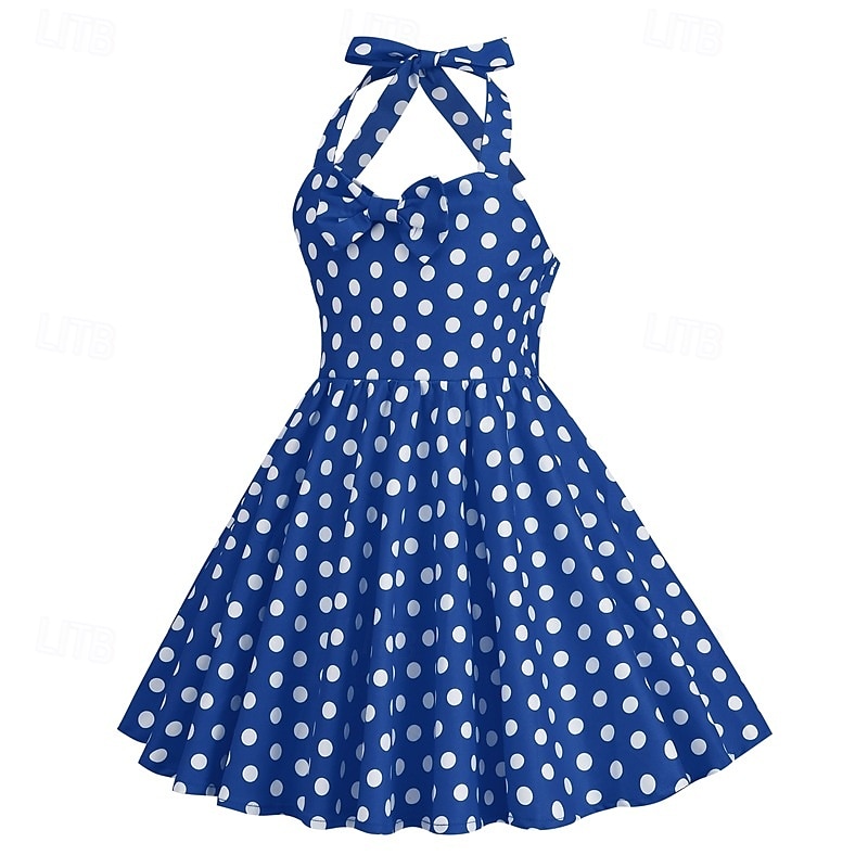 Retro 50. léta Rockabilly Šaty Houpací šaty Puntíky Dívčí Karneval Plesová maškaráda Denní nošení loučení se svobodou nevěsty Dětské Šaty 2025 - $27.99 –P5