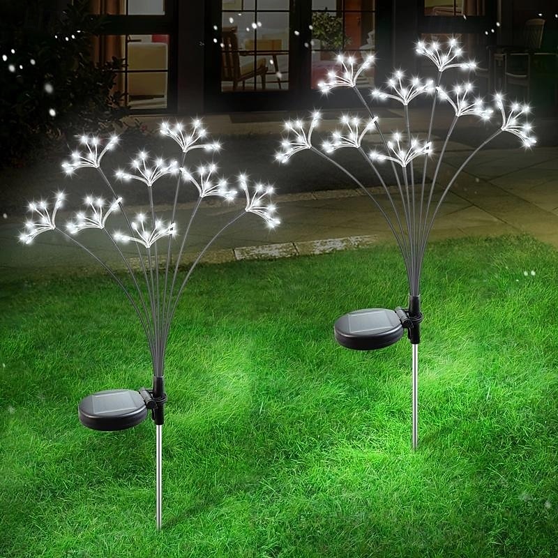 2 sztuki lamp solarnych z fajerwerkami, wodoodporne miedziane lampki świetlikowe w kształcie gwiazdek do ogrodu, na ścieżki, na wesele i na festiwal 2025 - $24.99 –P4