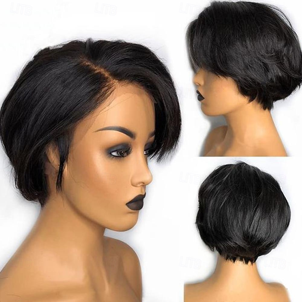 Pelucas de cabello humano con corte pixie bob corto de 13x4x1 con encaje frontal, transparente, liso, para mujeres negras, peluca para usar y llevar 2025 - $105.99 –P3