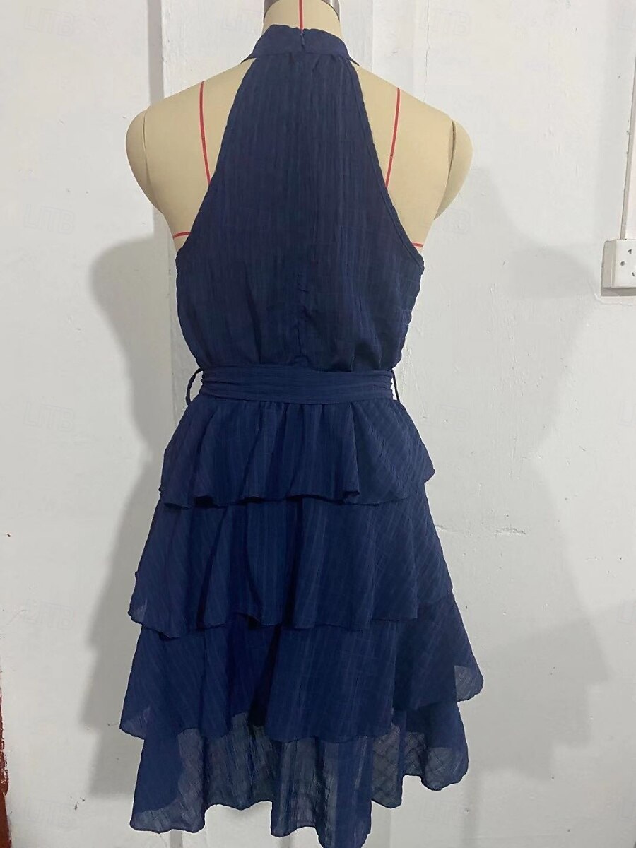 Női Mini Ruha Hétköznapi Ruha A Vonallal Fit And Flare Ruha Alap Hétköznapi Szabadság Napi Rendszeres Illeszkedés Grafikus Ujjatlan Halter Nyak Fekete Piros Kék Lila Nyár 2025 - $30.99 –P16