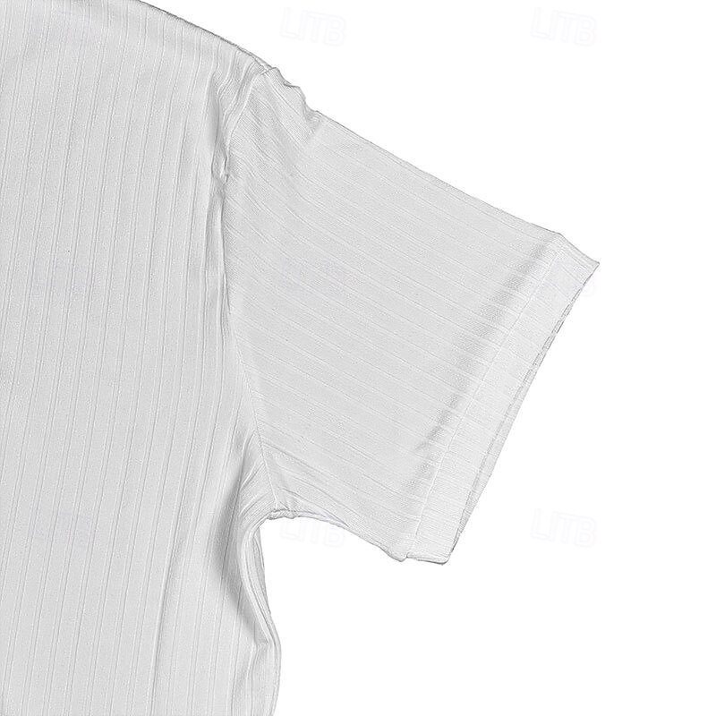 Herr Stickad Polo Golftröja Ledigt Helgdag Kavajslag Kortärmad Mode Grundläggande Slät Sexig Sommar Normal Svart Vit Kaki Stickad Polo 2025 - $23.99 -P5