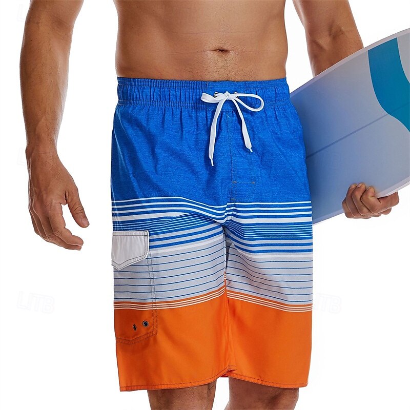 Per uomo Boxer da surf Pantaloncini da mare Boxer da mare con fodera in rete Vita elastica Strisce sfumate Comfort Asciugatura rapida Breve Per eventi Spiaggia Fine settimana Di tendenza Informale del 2025 a $23.99 –P7