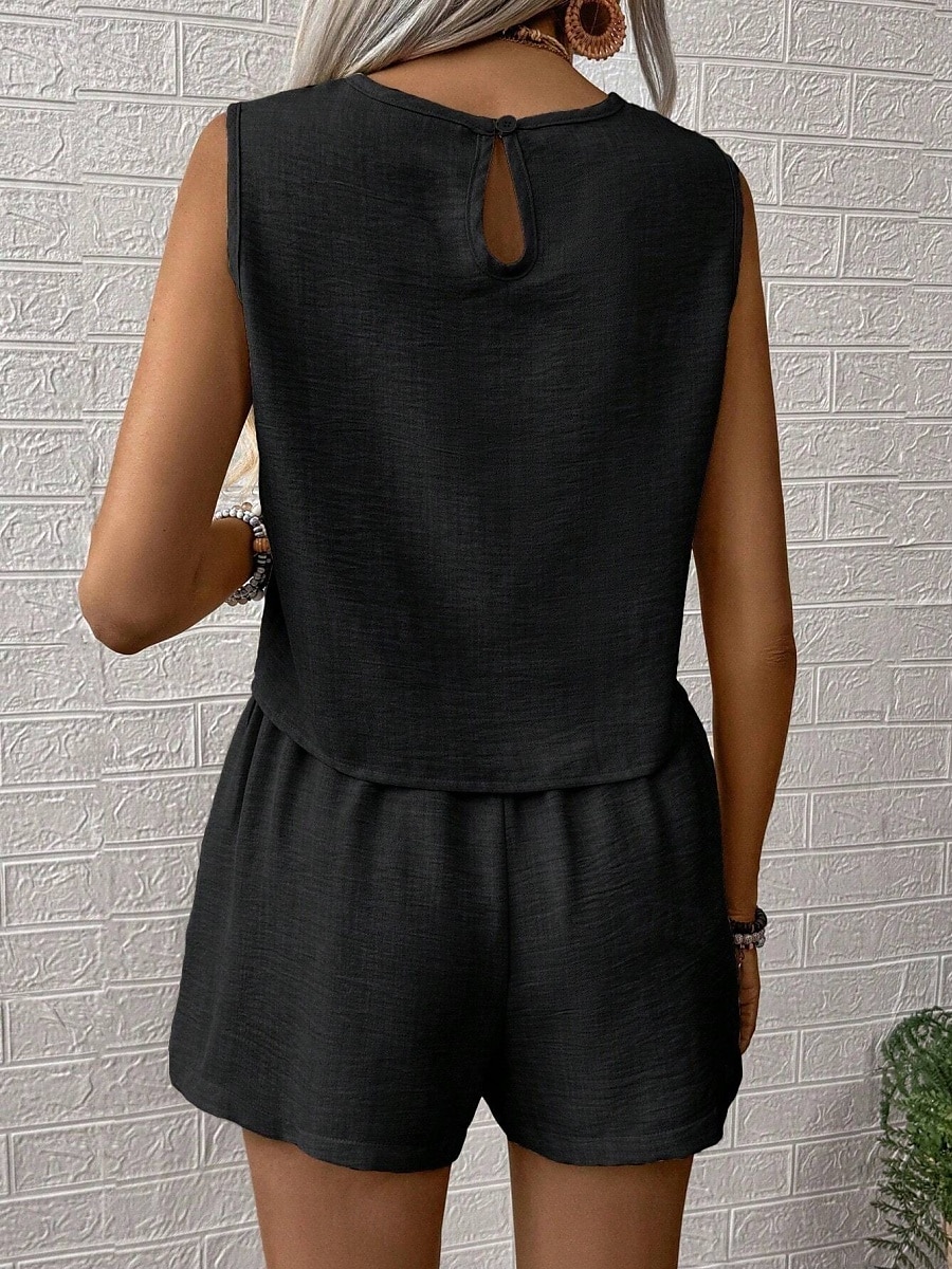 Femmes Mode Quotidien Ensembles inspirés du lin Ensembles deux pièces Débardeur Shorts amples Sans manches Col ras du cou Uni Occasionnel Quotidien Noir Bleu Roi Orange Été Coupe régulière de 2025 ? $31.99 –P7