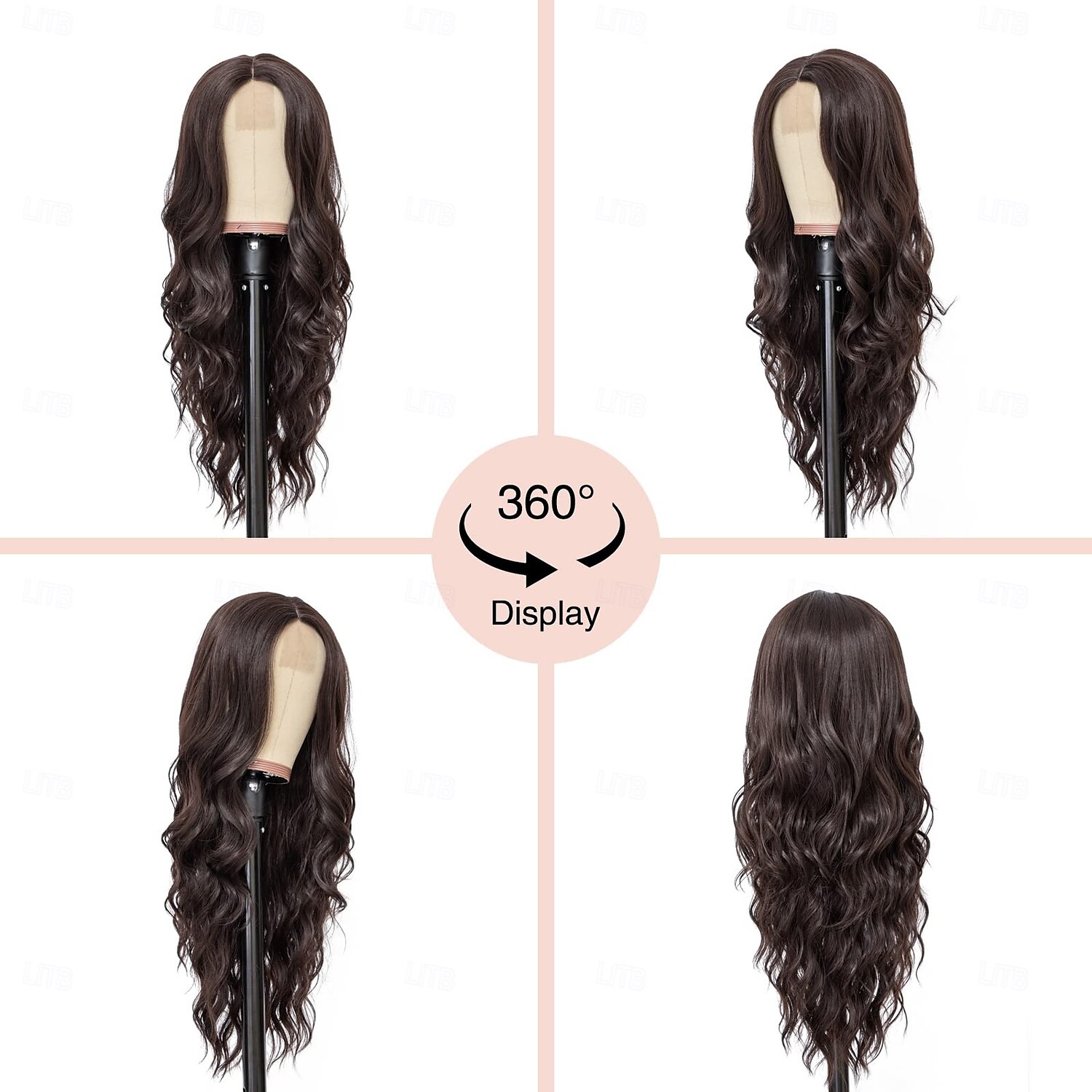 Wig for Women Long Wavy Wigs Women, Natural Looking Hair Wigs, Heat Resistant Brown Synthetic Wig, Middle Part Hair Replacement Wigs for Daily Party Use 2025 - $29.99 –P6