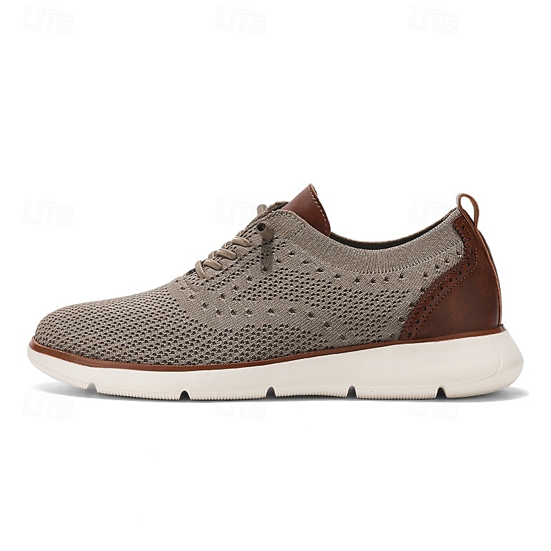 Atmungsaktive Strick-Sneaker für Herren mit Kunstlederakzenten – stylische, leichte Sportschuhe für die Freizeit und den Komfort im Alltag 2025 - $46.99 –P2