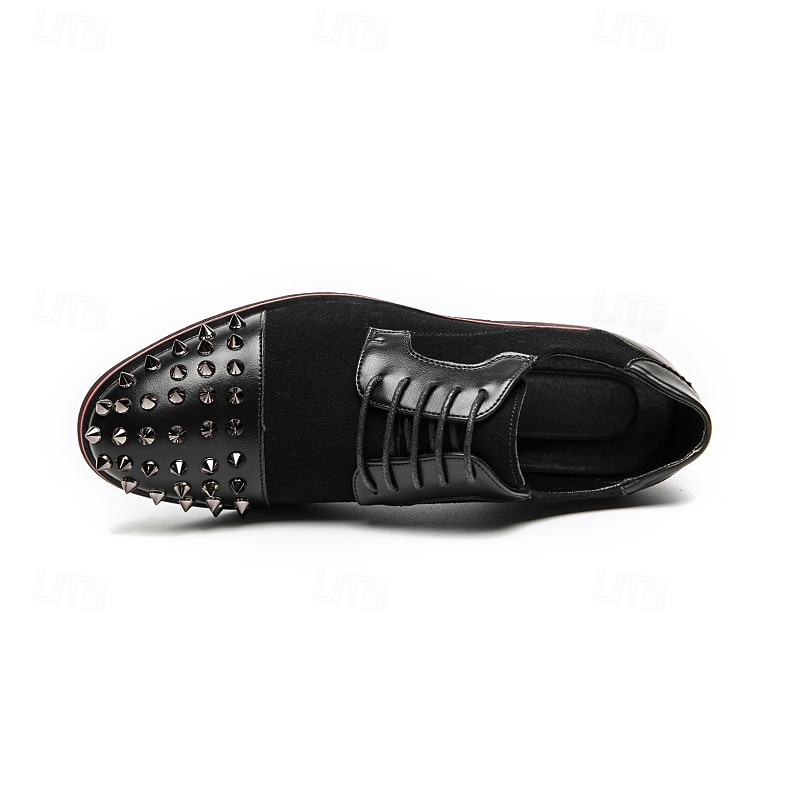 scarpe derby da uomo - misto pelle sintetica e pelle scamosciata con dettagli rivettati, eleganti calzature casual da uomo, perfette per ufficio, feste e uso quotidiano del 2025 a $46.99 –P6