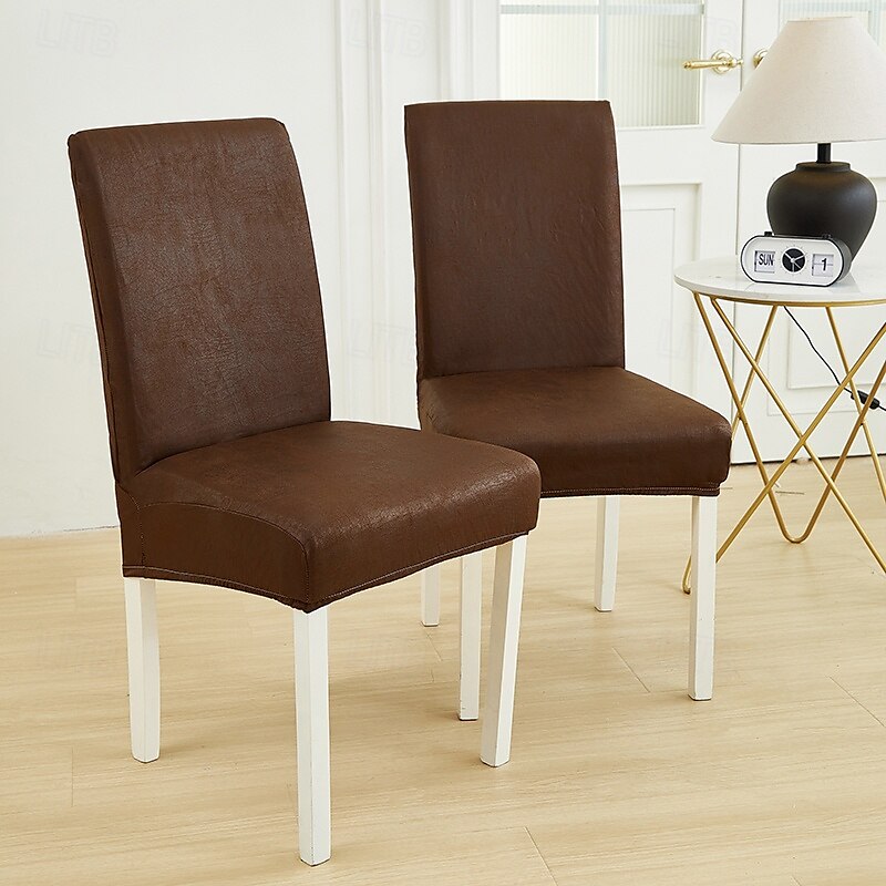 PU Leather fabric solid color chair cover waterproof Dining seat Chair Covers Hotel Banquet wedding Seat Covers Chair Protector 2025 - $25.99 –P19