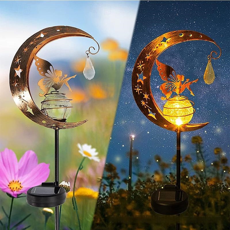 lampes solaires de jardin extérieur – soleil &Lampes solaires à LED en forme de flamme de lune, lampes de pelouse de paysage en fer rétro pour la décoration des allées, des cours et des patios de 2025 ? $31.47 –P15