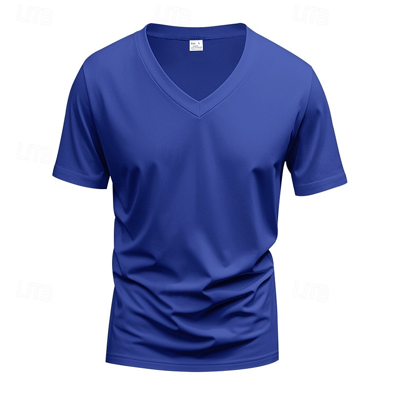 Herren T Shirt T-Shirt V-Ausschnitt T-Shirt Kurzarm V Ausschnitt Ganzjahres Einfach Mode Designer Basic Urlaub Straße Ausgehen Wein Schwarz Weiß Top T-Shirt für Herren 2025 - $12.49 –P3
