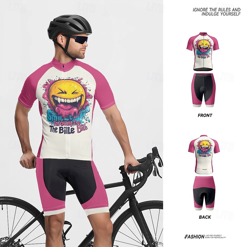 Voor heren Wielrenshirt met shorts Korte mouw Bergracen Wegwielrennen Fuchsia Rode roos Grafisch Fietsen Spandex Sport Grafisch Letter en nummer Kleding 2025 - $47.99 –P3
