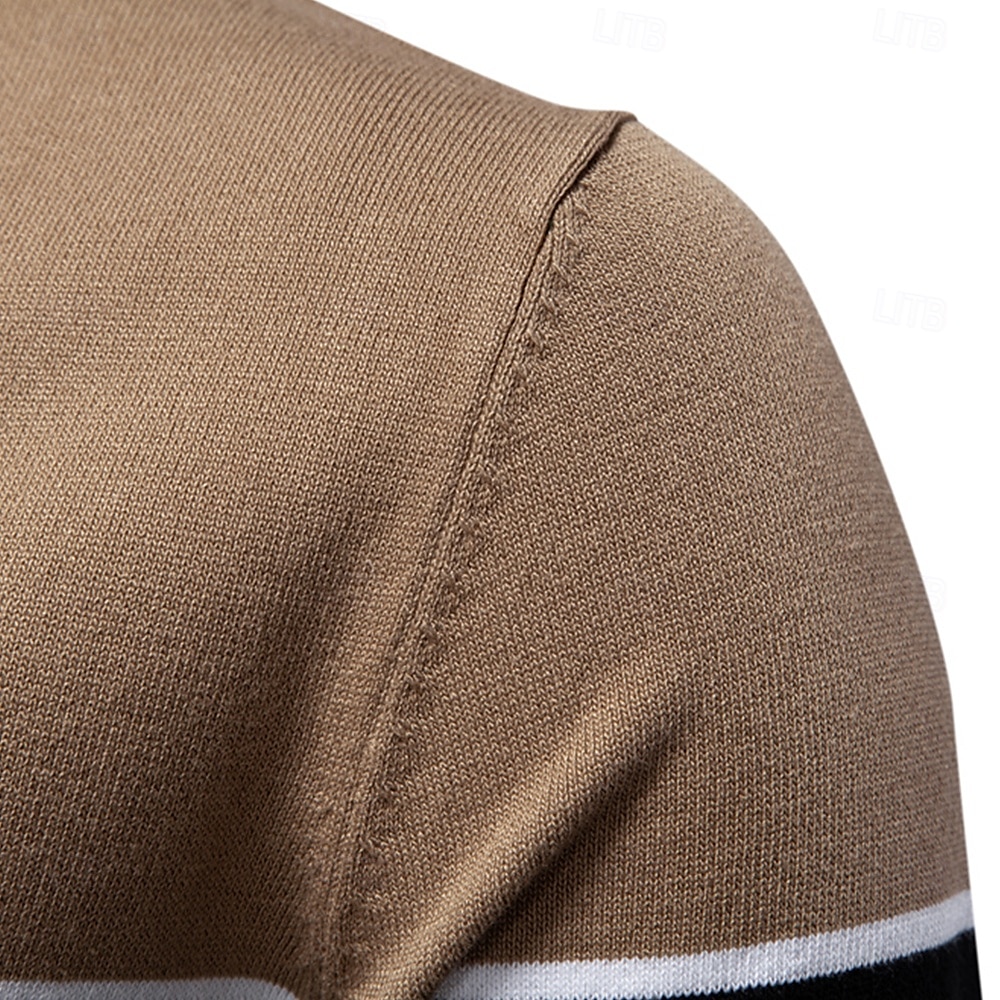 Voor heren Polo Gebreide polo Formeel Werk Meeuwenhalsband Korte mouw Kleurenblok Lapwerk Zomer Marineblauw Khaki Leger Groen Polo 2025 - $26.99 –P22