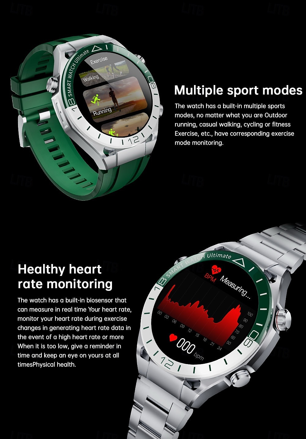 Reloj inteligente de 1 pulgada smartwatch reloj de fitness reloj para correr Bluetooth compatible con Android iOS hombre impermeable manos libres rastreador de pasos caja de reloj de 40mm IP 67 2025 - $67.99 –P9