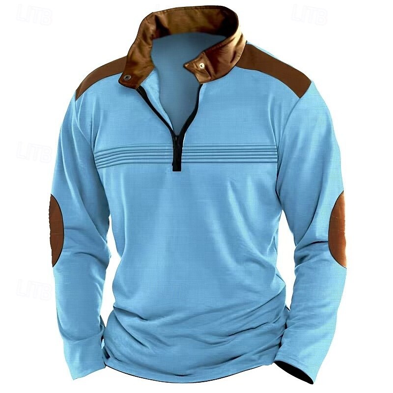 Miesten Quarter Zip Polo Golfpaita Päivittäin Pyhäpäivä Neljänneksen postinumero Pitkähihainen Muoti Moderni Väripalikka Tilkkutäkki Kevät Syksy Normaali Musta Valkoinen Vaaleanpunainen Rubiini 2025 - $22.99 –P4