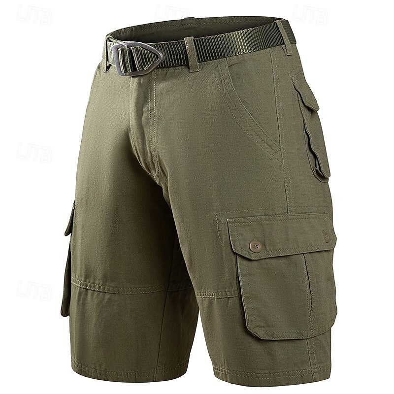 Herren Cargo Shorts Kurze Hosen Shorts Kurze Hosen Sommer-Shorts Knopf Multi Pocket Glatt Komfort tragbar Knielänge Outdoor Sport Täglich Modisch Brautkleider schlicht Schwarz Khaki 2025 - $18.99 –P2