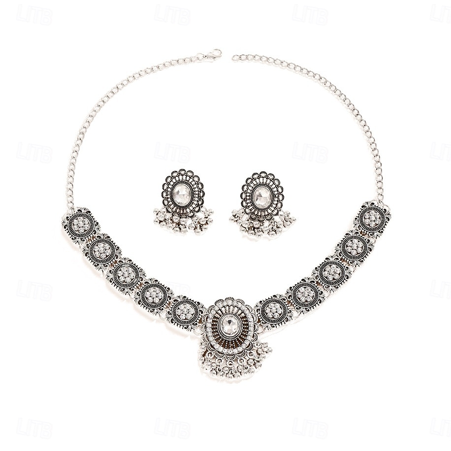 Conjuntos de joyas para novias, 1 juego de pendientes de aleación de diamantes de imitación, collar, conjunto de joyas artísticas de moda elegante para mujer para bodas, invitados a la boda, fiesta, 2025 - $16.99 –P2