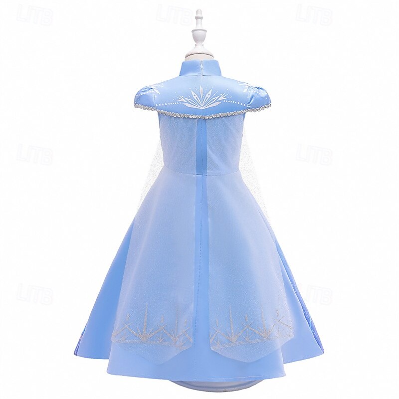 Kids Girls' Dress Graphic Short Sleeve Performance Party Sequins Patchwork Adorable Costume Polyester Midi Casual Dress A Line Dress Spring Fall 4 years+ Blue 2025 - $28.99 –P7