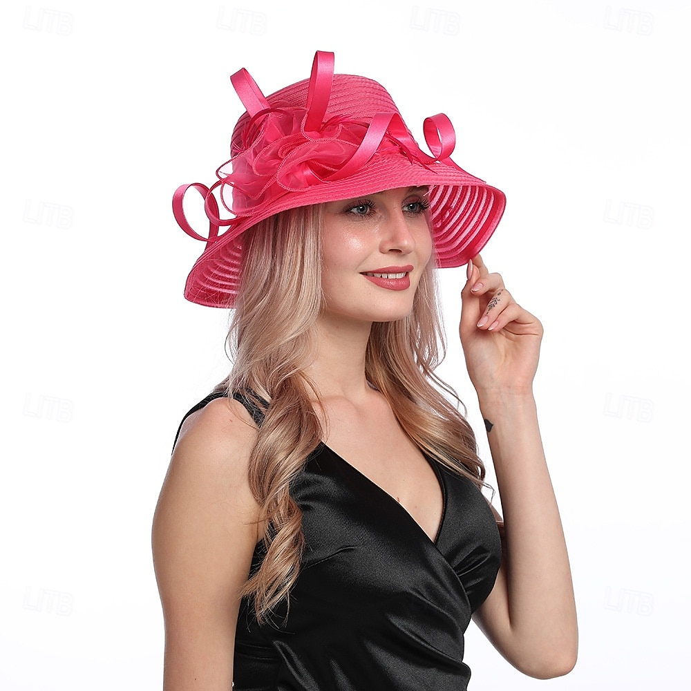 женская церковная крещение свадьба шляпа-колокольчик чаепитие дерби платье шляпы-котелки 2025 - $34.99 –P14