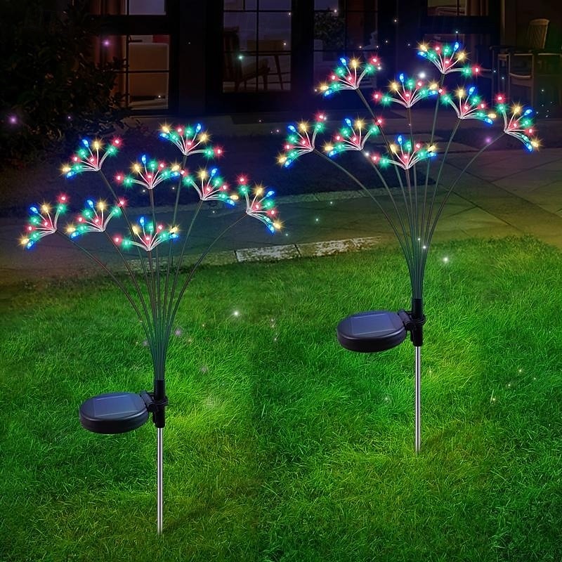 2 sztuki lamp solarnych z fajerwerkami, wodoodporne miedziane lampki świetlikowe w kształcie gwiazdek do ogrodu, na ścieżki, na wesele i na festiwal 2025 - $24.99 –P2