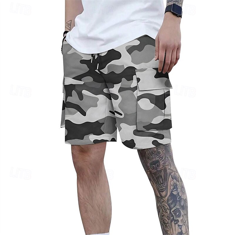 Homens Bermuda Cargo Shorts camuflados Calção Shorts de verão Com Cordão Cintura elástica Bolso multi Côr Camuflagem Conforto Vestível Comprimento do joelho Ao ar livre Esporte Diário Moda Casual de 2025 por $18.99 –P4
