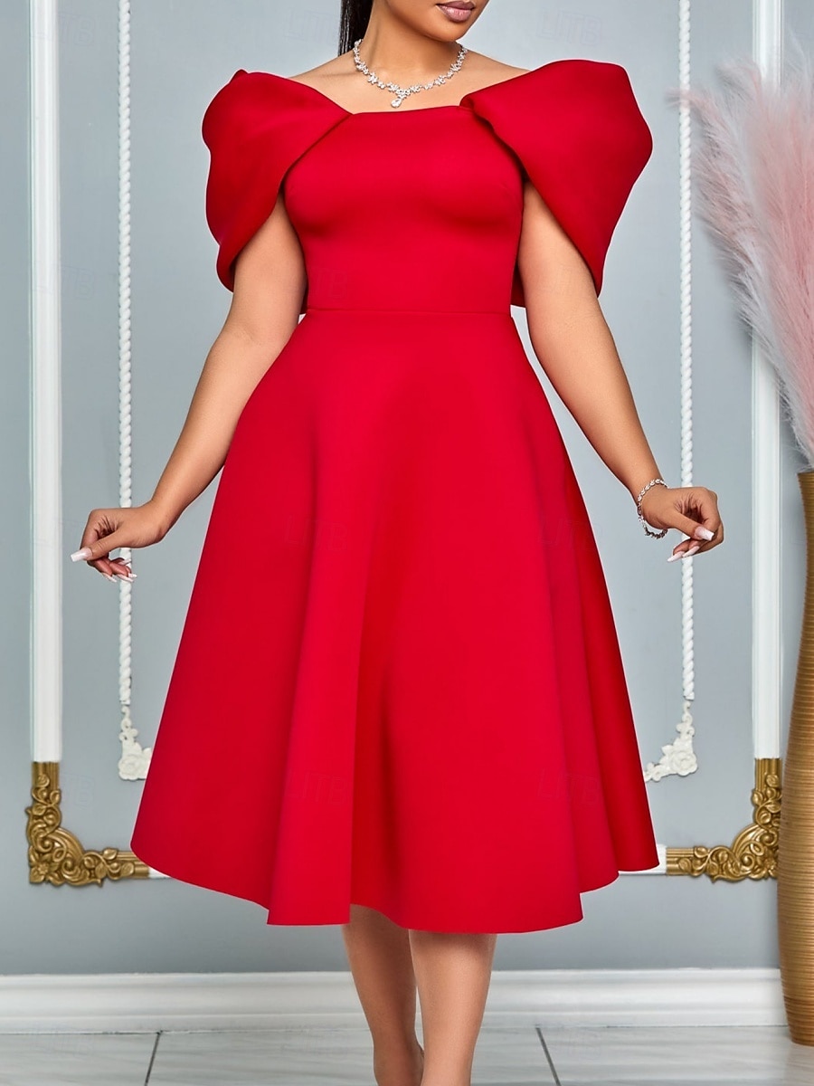 Kentucky Derby Pentru femei Rochii Midi Rochie A line Rochie de vară Rochie Fit And Flare Rochie cu maneci bufante cocktail Rochii Semi Formale Kentucky Derby Invitat la nunta Logodnă Petrecere cu 2025 - $44.99 –P2