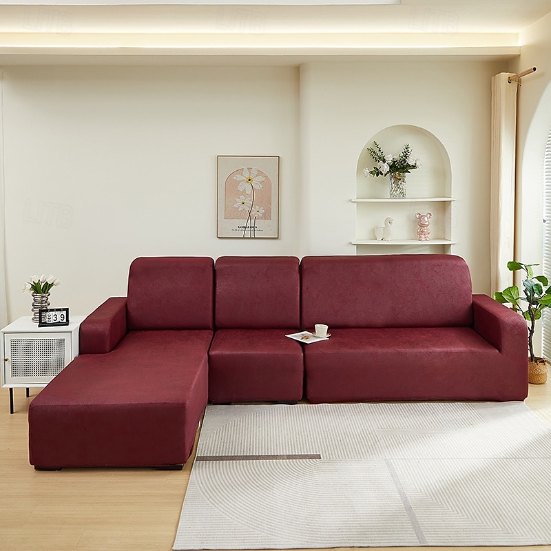 pu skinnsofa sofa pute slipcover vanntett elastisk sofatrekk loveseat sofa møbelbeskytter for stue 2025 - $45.99 –P7