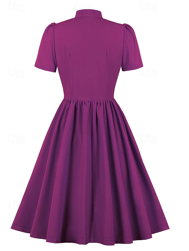 Elegantní 50. léta Retro Ke kolenům Šaty A-Line šaty Čajové šaty Pevná barva A-Linie Dámské Vánoce Karneval Nový rok Maturita Denní nošení loučení se svobodou nevěsty Dospělé Šaty pro návrat domů Léto 2025 - $34.99 –P8