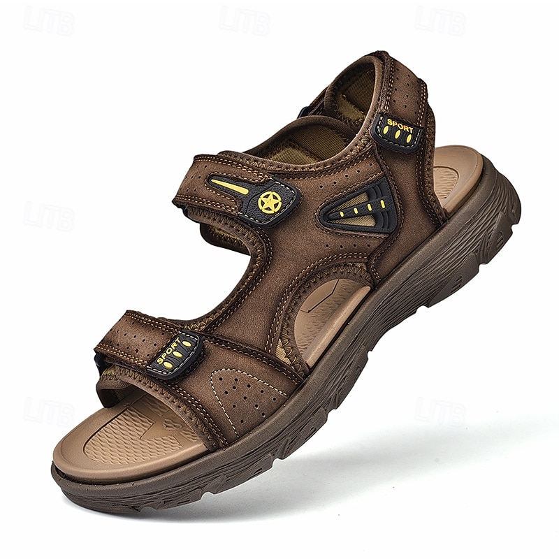 Bruine sportsandalen voor heren met verstelbare klittenbandsluitingen, ademend ontwerp en duurzame zool voor buiten, wandelen en casual zomerkleding 2025 - $42.99 –P1