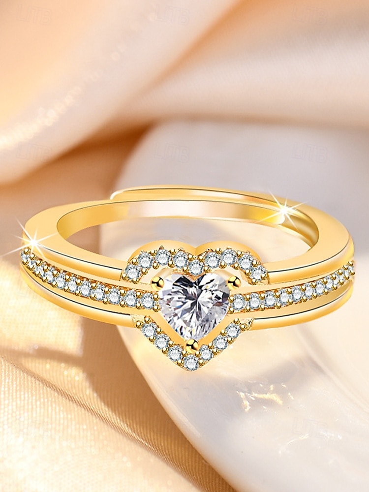 Women's rose gold plated heart ring with cubic zirconia - an elegant engagement ring for a special occasion 2025 - $9.99 –P5