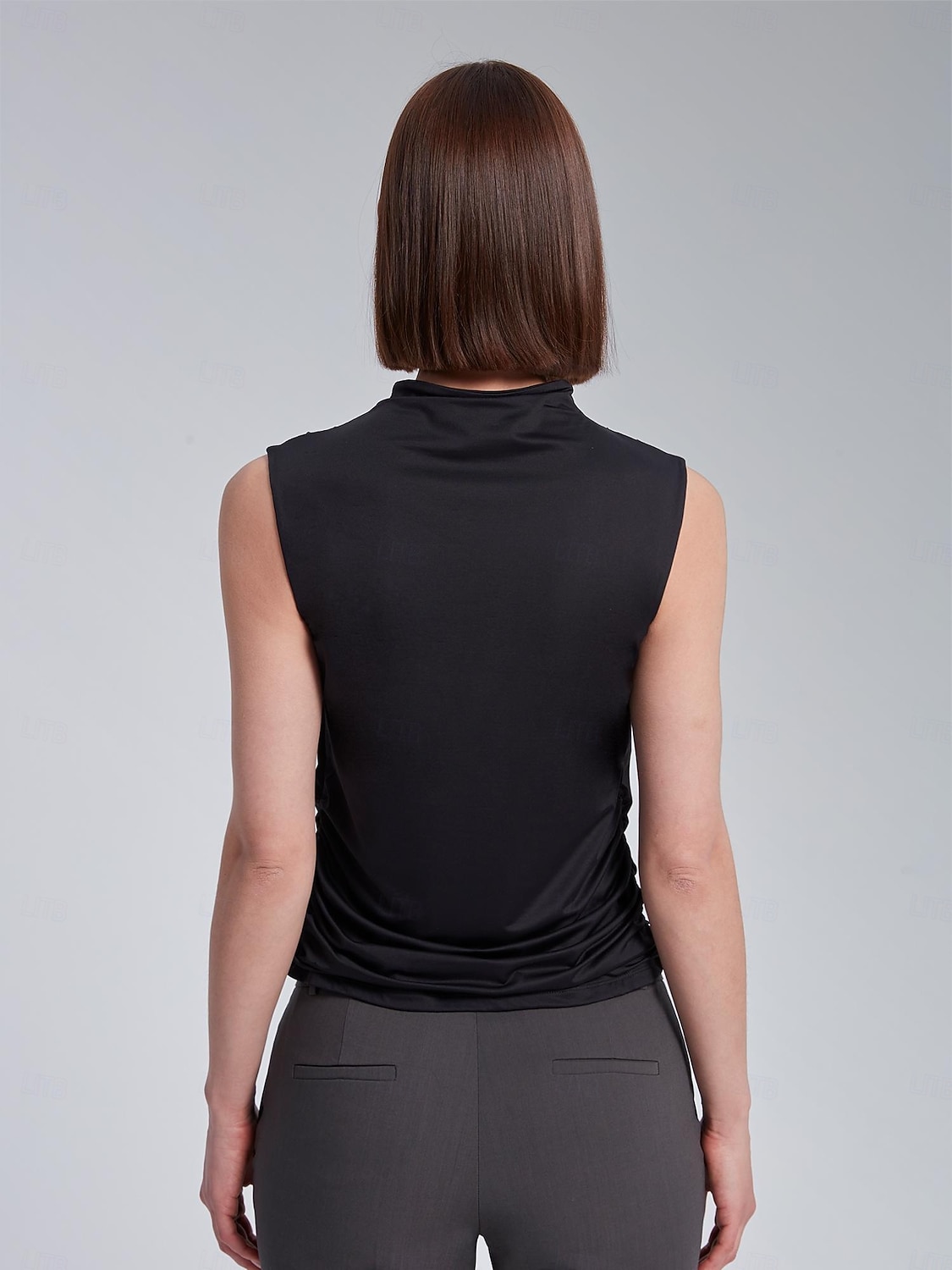 Per donna Tinta unica Vacanza Ufficio Lavoro Senza maniche Nero Bianco Arricciato A lupetto Senza Maniche Elegante Casual Quotidiano Collo Alto Estate Primavera del 2025 a $4.99 –P10