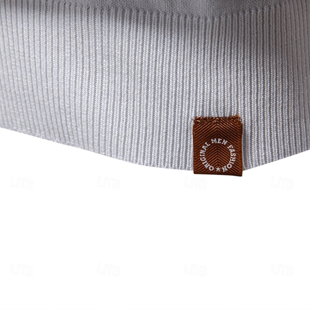 Men's Polo Knit Polo Sweater Formal Work Turndown Quarter Zip Short Sleeve Striped Zip Up Stripe-Trim Spring Black White Khaki Polo 2025 - $28.99 –P7