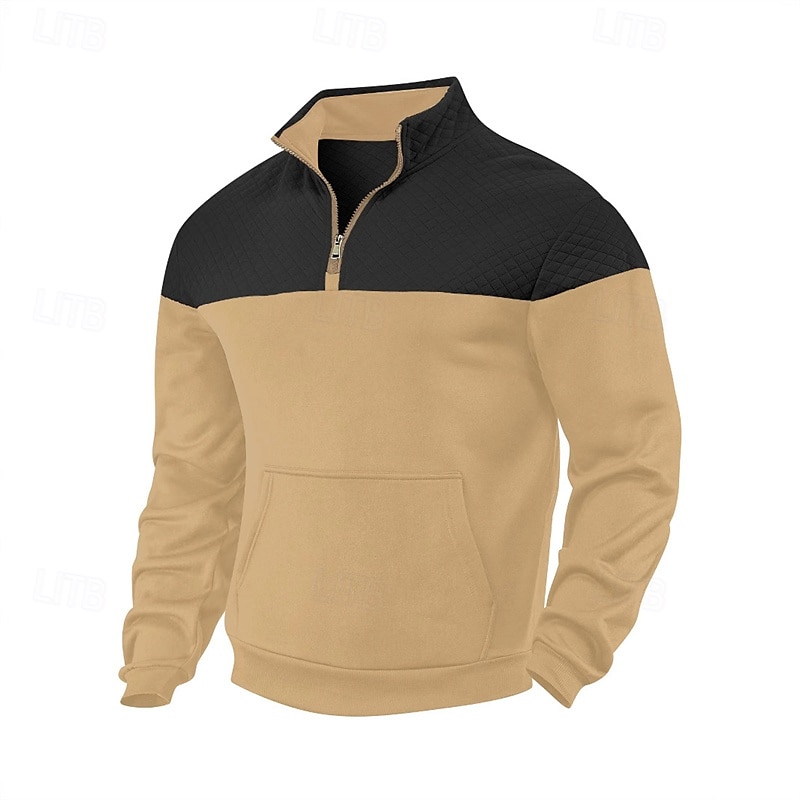 Herr Tröja Kvartströja med dragkedja Svart Armégrön Marinblå Kaki Grå Halv dragkedja Färgblock Dragkedja Ficka Sport & Utomhus Dagligen Helgdag Polyester Streetwear Grundläggande Ledigt Vår Höst 2025 - $32.99 –P3
