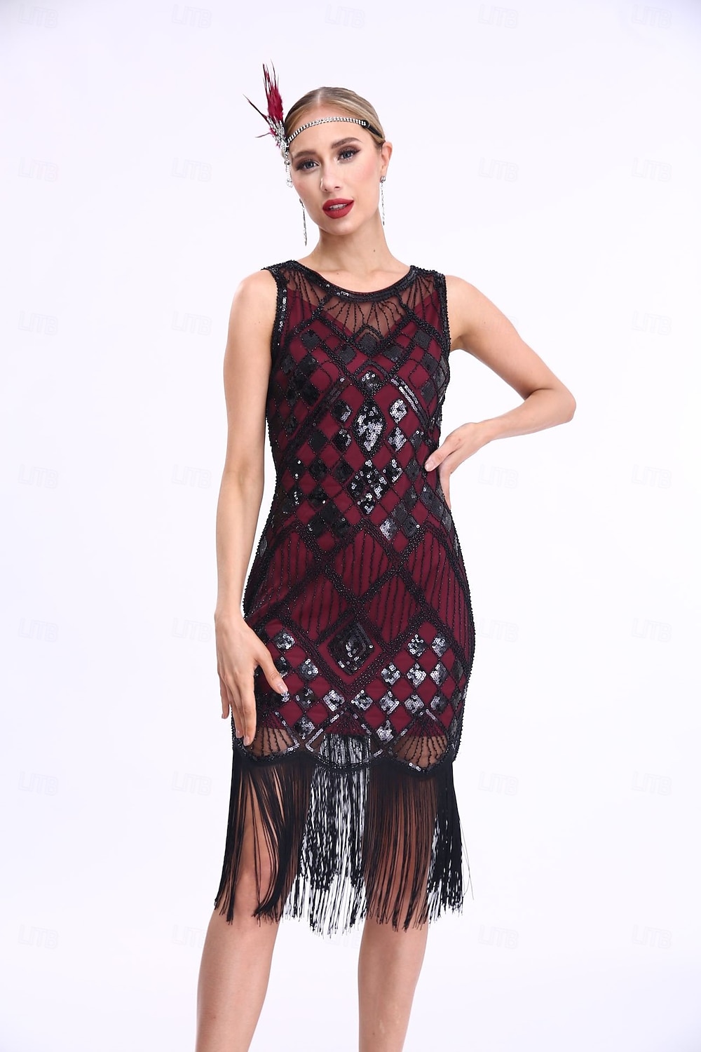 Retro Vintage Roaring 20s 1920s Flapper Dress Dress Christmas Party Dress The Great Gatsby Sequins Tassel Fringe Heart Women's Carnival Masquerade Wedding Wedding Guest Event / Party Adults' Dress 2025 - $41.99 –P1