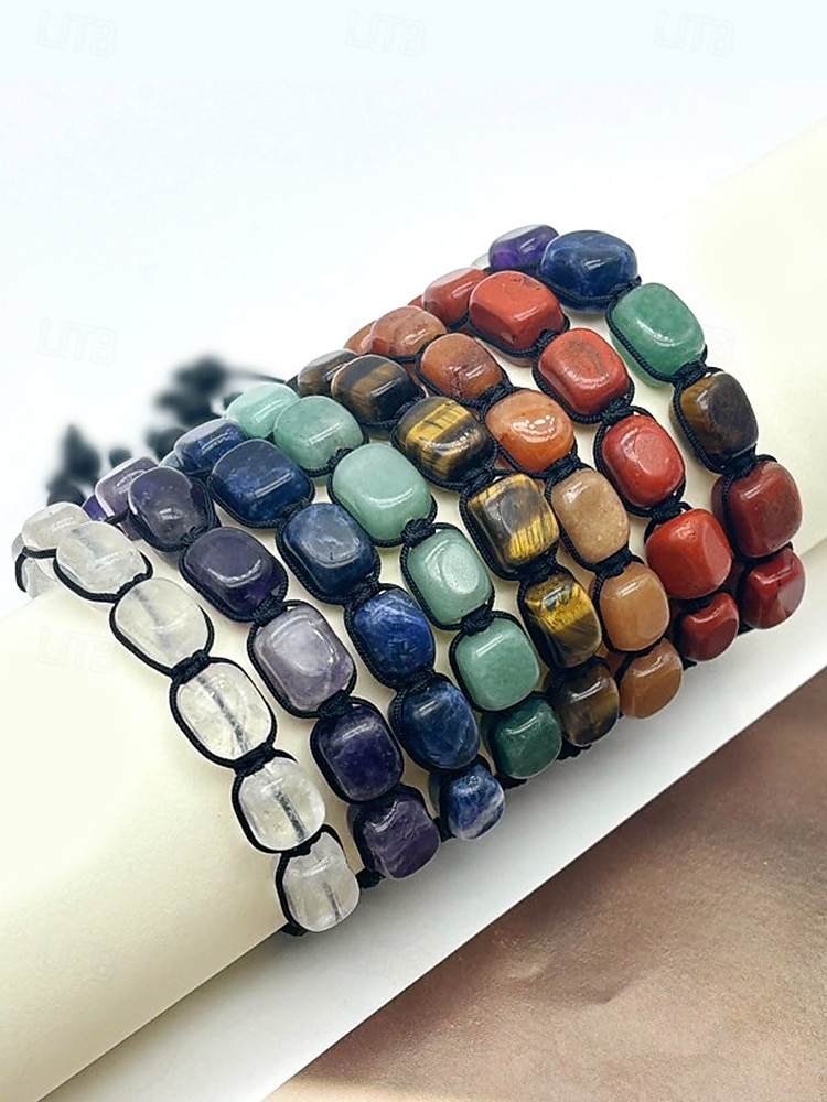 mehrfarbiges Natursteinarmband für Frauen, verstellbare Makramee-Kordel, Heilkristalle, Boho-Chic-Stil, ideal für spirituelle, lässige oder alltägliche Kleidung 2025 - $9.99 –P3