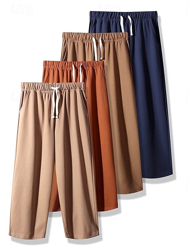 Mulheres chinês Moda Básico Capris Cintura Média Tecido Bolsos Com Cordão Conforto Exterior Sem Elasticidade Férias Rua Diário Castanho Avermelhado Marron Escuro Azul Marinho Escuro cáqui Verão de 2025 por $18.99 –P1