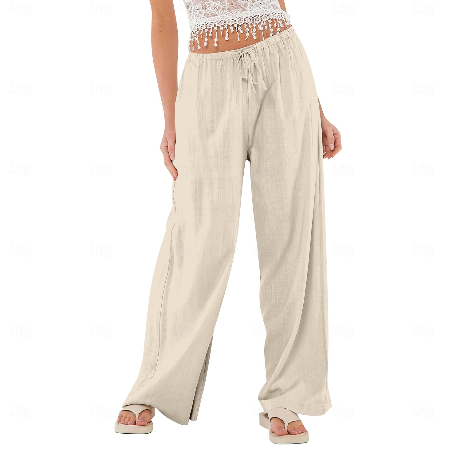 Damen Shorts aus Baumwollleinen Leinen-inspirierte Hosen Hose aus Baumwollleinen Lässig Volle Länge Natürliche Taille Elastischer Bund Elastisches Kordelzugdesign Unelastisch Milchweiß Karminrot 2025 - $17.99 –P7