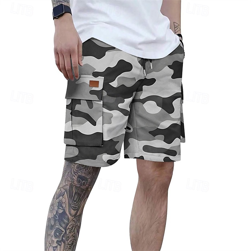 Homens Bermuda Cargo Shorts camuflados Calção Shorts de verão Com Cordão Cintura elástica Bolso multi Côr Camuflagem Conforto Vestível Comprimento do joelho Ao ar livre Esporte Diário Moda Casual de 2025 por $18.99 –P2