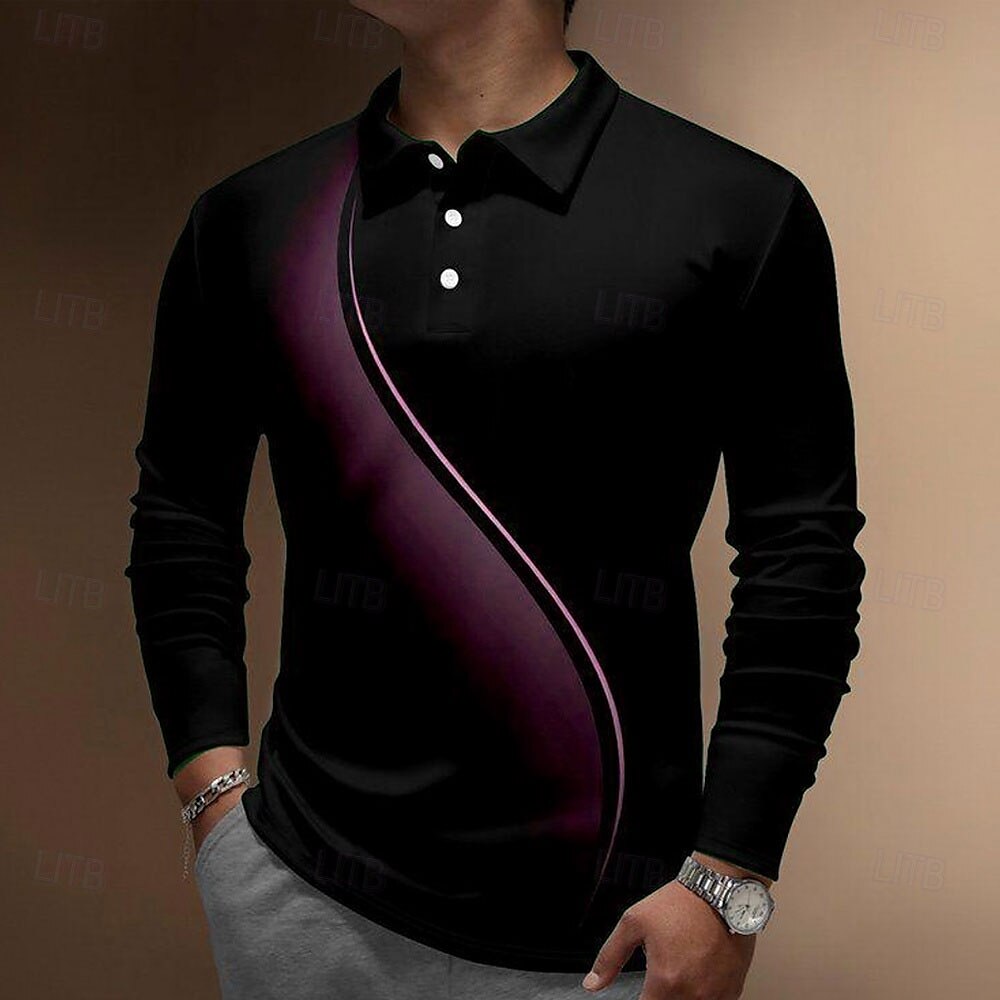 Homme Géométrique Ligne manche longue Polos Chemises à Col Occasionnel Vêtement décontracté de travaile Tenue de soirée Athleisure Tenue quotidienne Boutons Impression 3D Printemps Automne & Hiver de 2025 ? $22.99 –P3